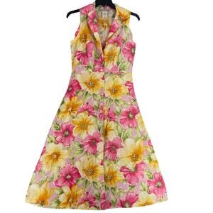 Real Comfort Chadwicks Dress Womens 12 Cotton Floral Button Long Midi Colorful